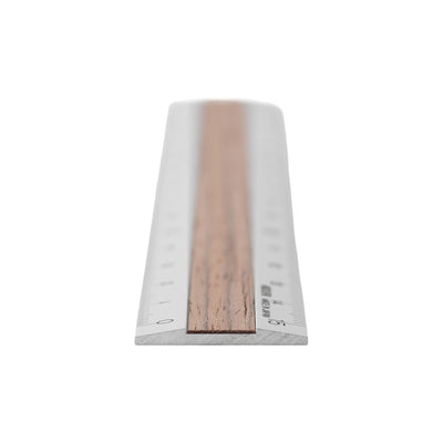 Aluminum & Wood Ruler, 15cm - Silver