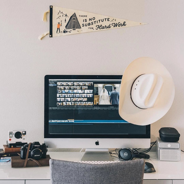 There is No Substitute for Hard Work , Wool Felt Pennant