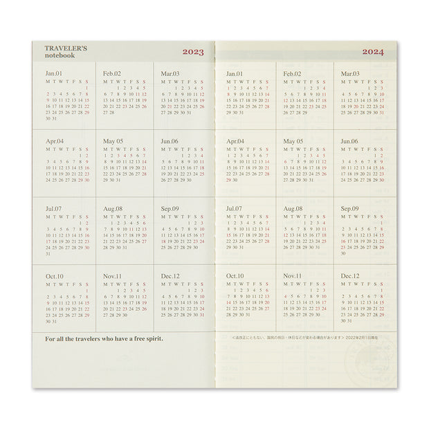 TRAVELER'S notebook Refill 2023 Weekly + Memo, Regular Size