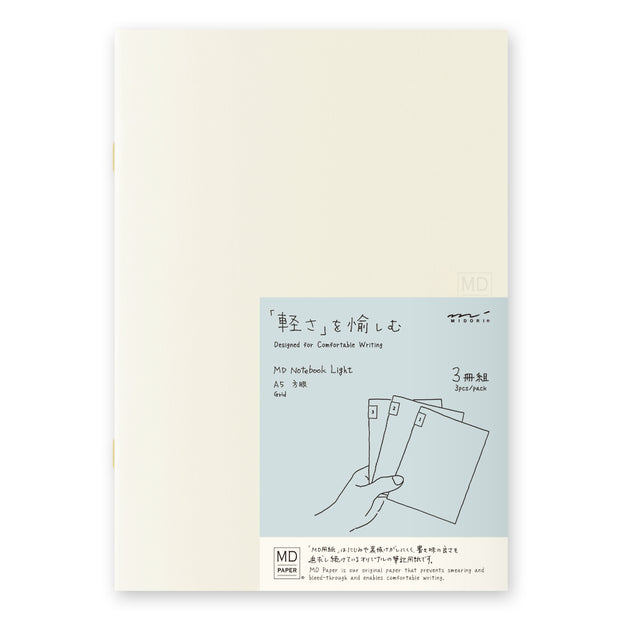 Midori MD Notebook Light A5  (Set of 3) - Grid