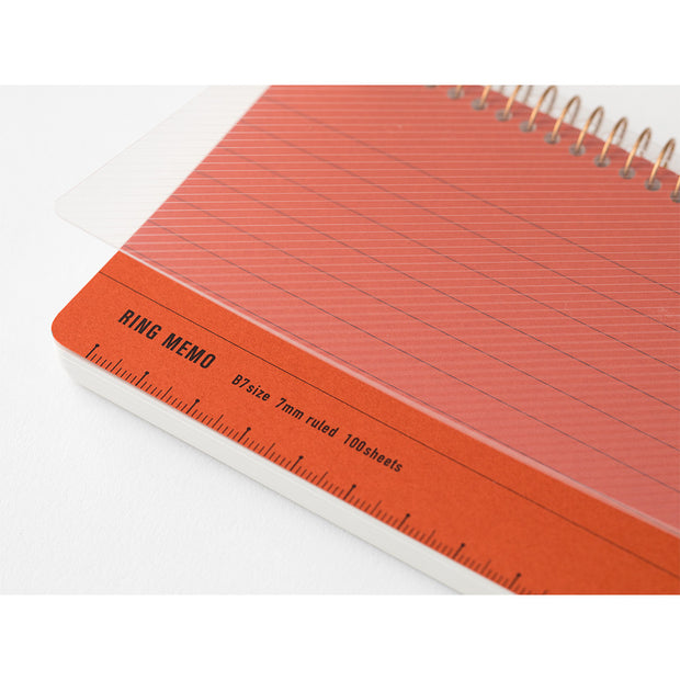 Midori Horizontal Ring Memo Notebook B7, Ruled 7mm - noteworthy