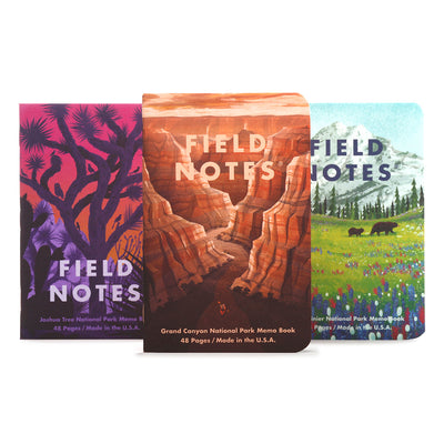 Field Notes Summer 2019 Edition Memo books - National Parks - Grand Canyon, Joshua Tree, Mt. Rainier - noteworthy