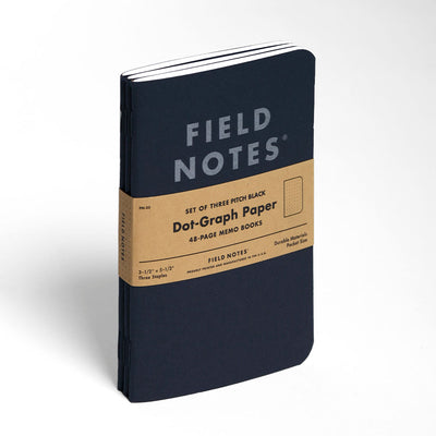 Field Notes Pitch Black Memo Books, Dot-graph - Set of 3