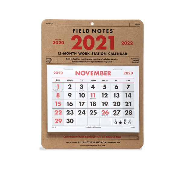Field Notes Workstation Calendar 2021