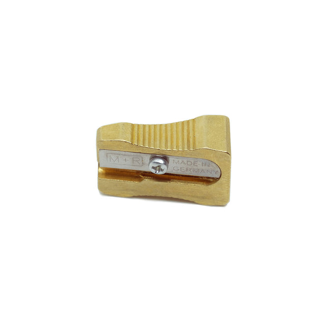 M+R Single Hole Wedge Brass Pencil Sharpener - noteworthy