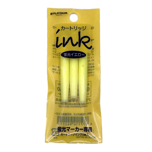 Platinum Preppy Highlighter Ink Refill, Set of 3 - Fluorescent Yellow