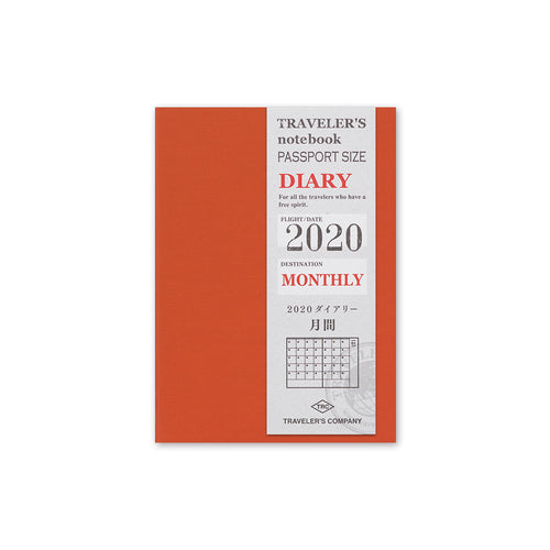 Traveler's Notebook Refill 2020 Monthly Diary for Passport Size - noteworthy