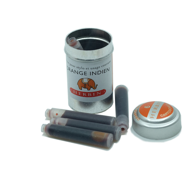 J. Herbin Orange Indien (Indian Orange) Ink Cartridges - Tin of 6