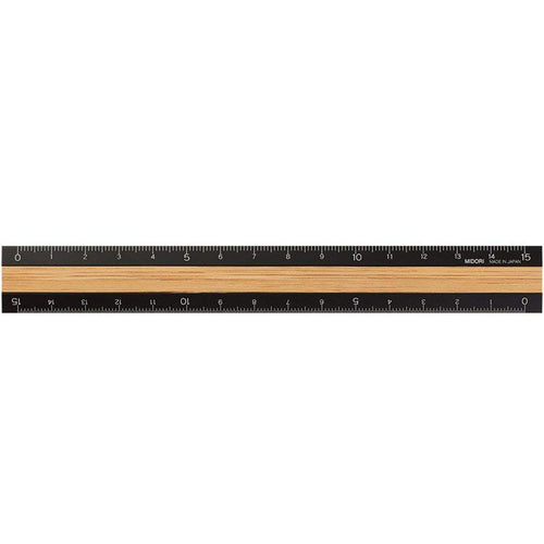 Aluminum & Wood Ruler, 15cm - noteworthy