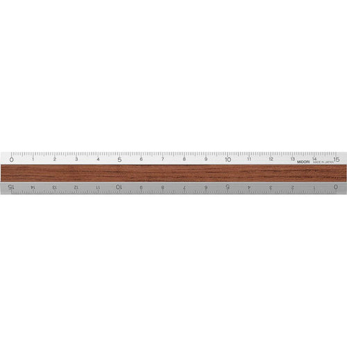 Aluminum & Wood Ruler, 15cm - noteworthy